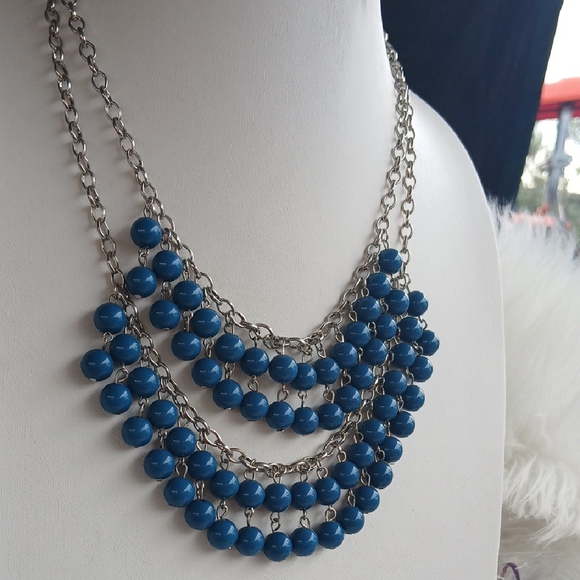 Paparazzi Blue Light and Silver Multi-Strand Necklace - Picture 2 of 7